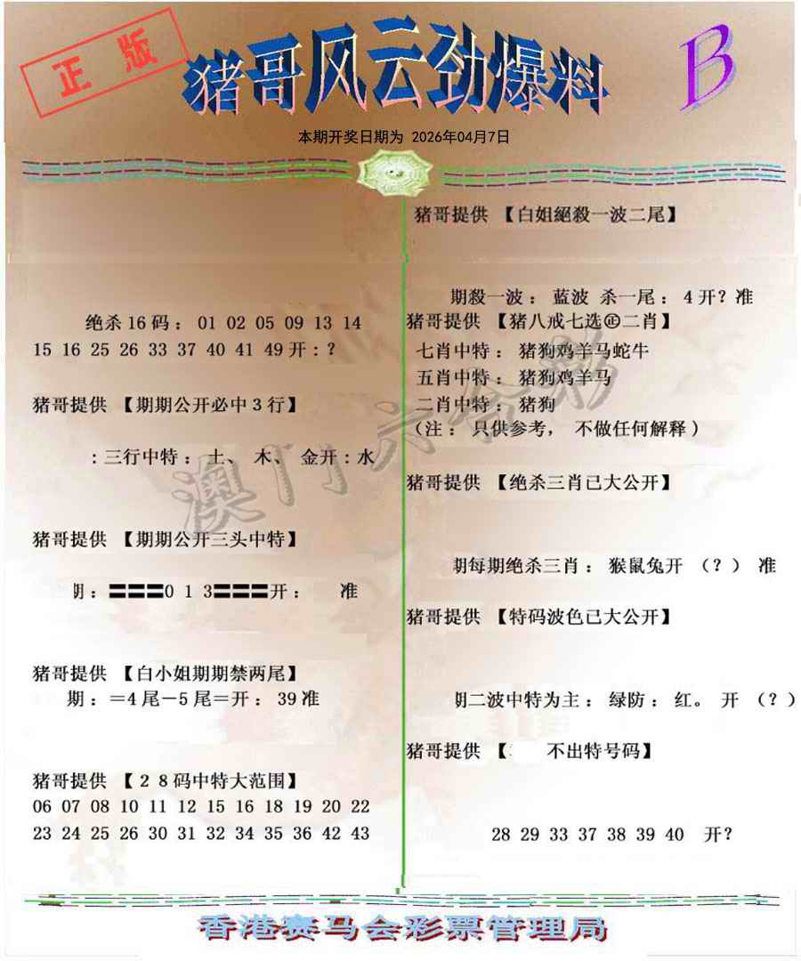 037期猪哥风云劲爆料B[图]